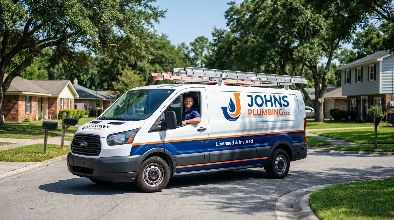 Johns Plumbing LLC service van in Carbondale, PA