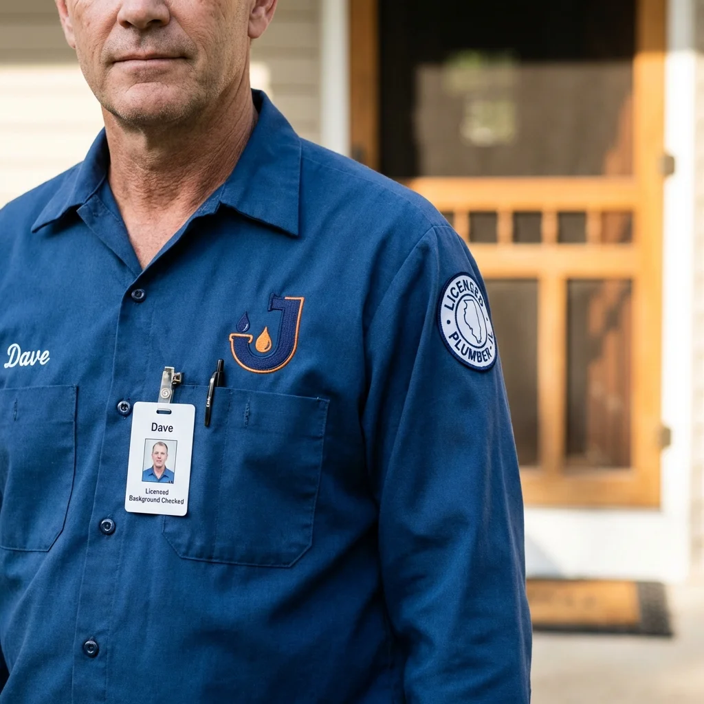 Licensed plumber showing ID badge in Carbondale, PA