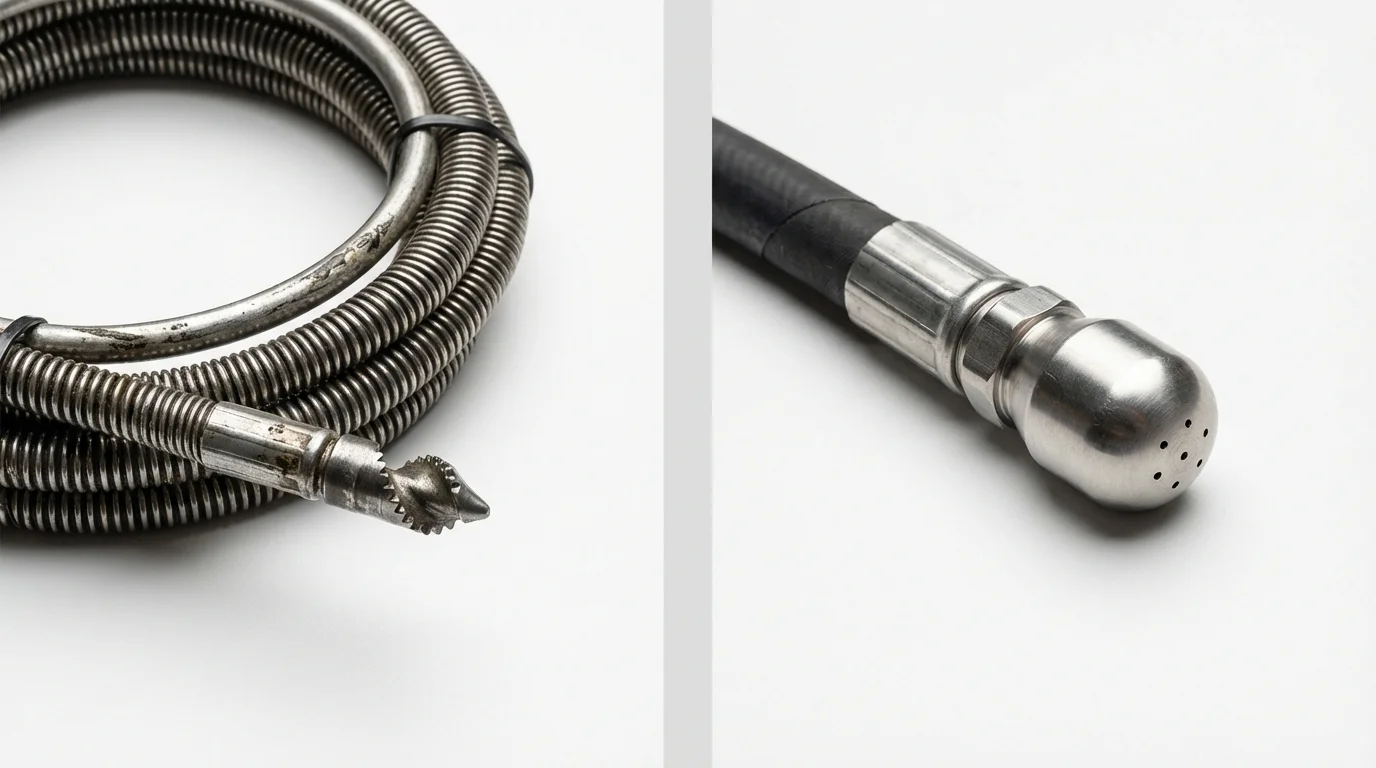 Drain snake cable and hydro jetting nozzle used for drain cleaning in Carbondale, PA